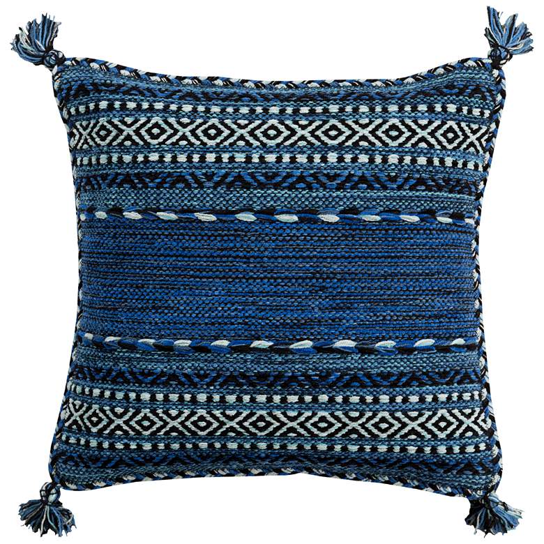 Surya Trenza Black Dark Blue 22&quot; Square Decorative Pillow