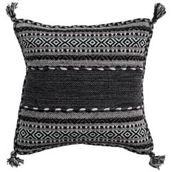 Surya Trenza Light Gray Black 18&quot; Square Decorative Pillow