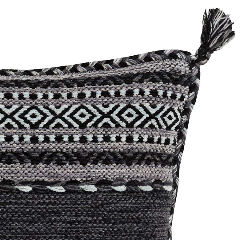 Image 2 Surya Trenza Light Gray Black 18" Square Decorative Pillow more views