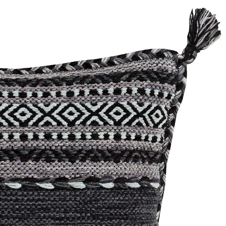 Image 2 Surya Trenza Light Gray Black 22" Square Decorative Pillow more views