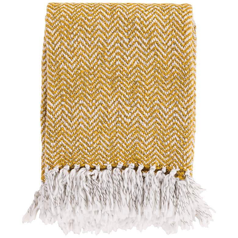 Image 1 Surya Trina Saffron White Chevron Decorative Throw Blanket