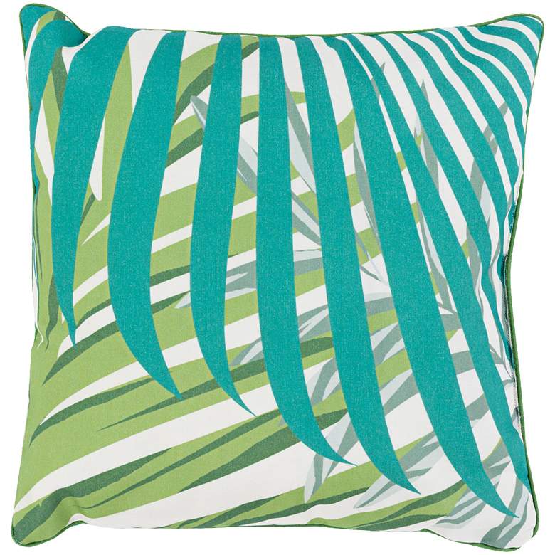 Image 1 Surya Ulani Green Leaves 16 inch Square Indoor-Outdoor Pillow