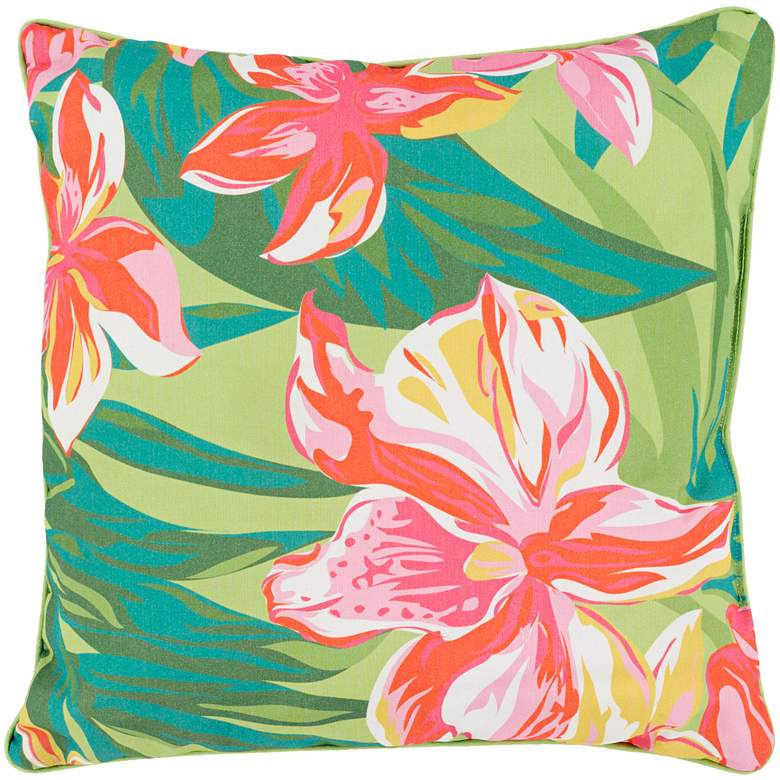 Image 1 Surya Ulani Large Flowers 16 inch Square Indoor-Outdoor Pillow