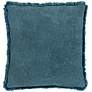 Surya Washed Cotton Velvet Denim 18" Square Throw Pillow