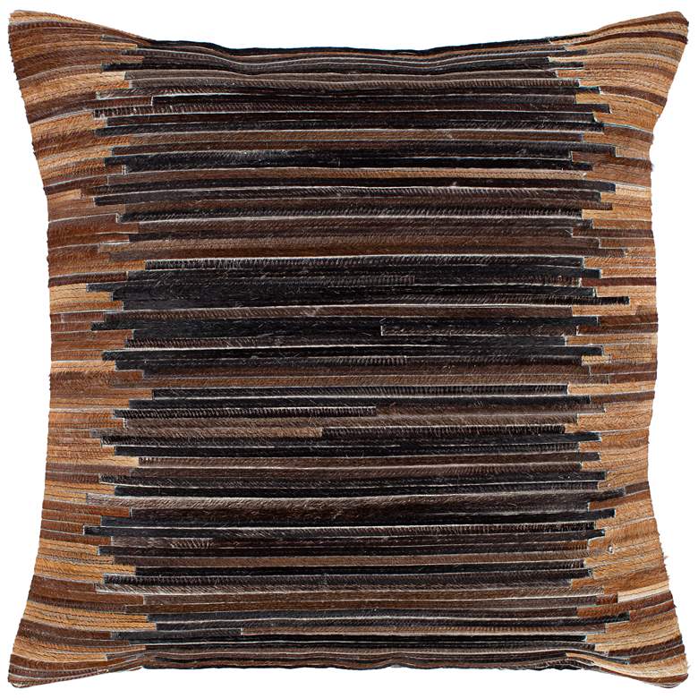 Image 1 Surya Zander Dark Brown Patched 20 inch Square Decorative Pillow