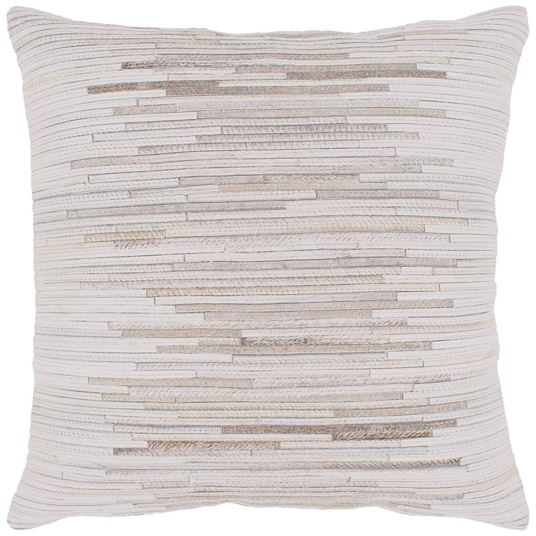 Image 1 Surya Zander Tan Cream Patched 20 inch Square Decorative Pillow