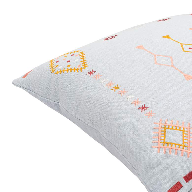 Image 3 Surya Zina Pale Blue Tribal 18" Square Throw Pillow more views