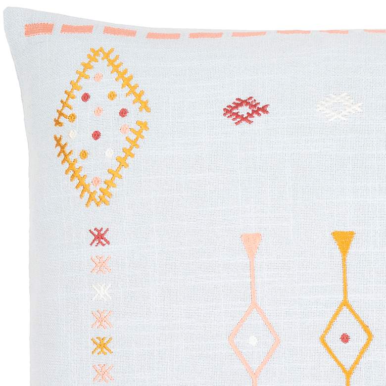 Image 2 Surya Zina Pale Blue Tribal 20" Square Throw Pillow more views