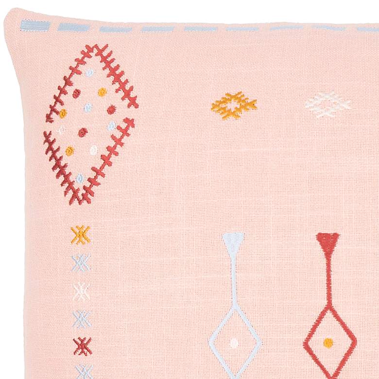 Image 2 Surya Zina Pale Pink Tribal 22" Square Throw Pillow more views