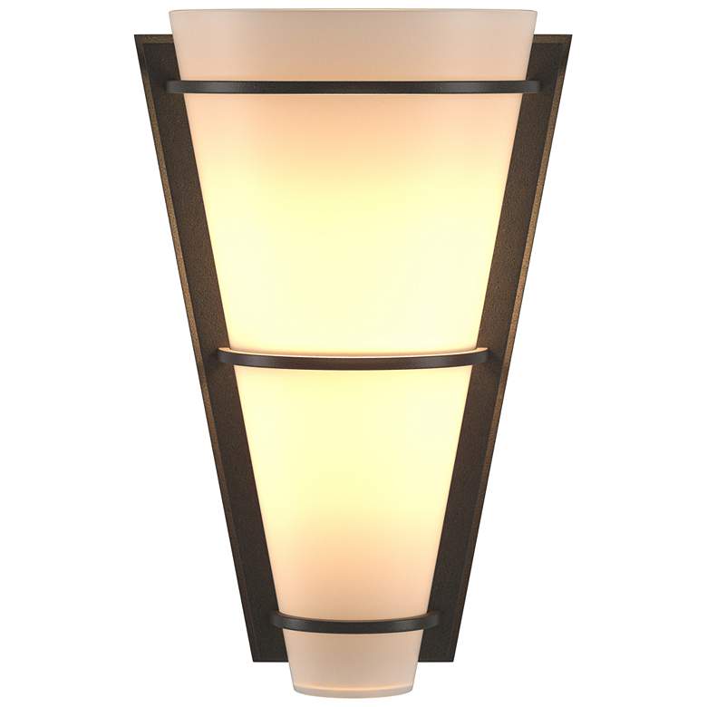 Image 1 Suspended Half Cone 10" High Dark Smoke Sconce With Opal Glass Shade