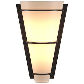 Image1 of Suspended Half Cone 10" High Oil Rubbed Bronze Sconce With Opal Glass