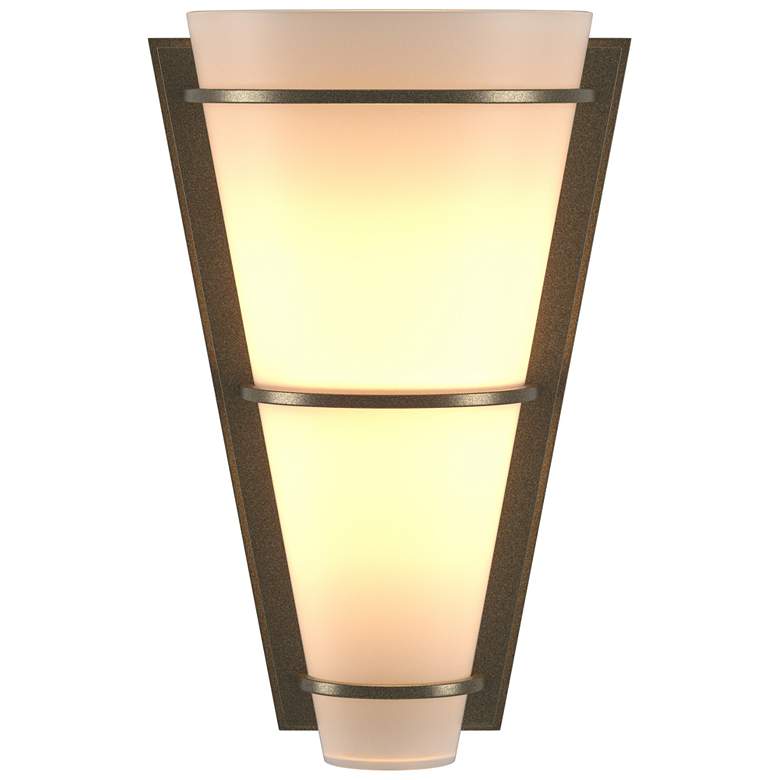 Image 1 Suspended Half Cone 10 inch High Soft Gold Sconce With Opal Glass Shade