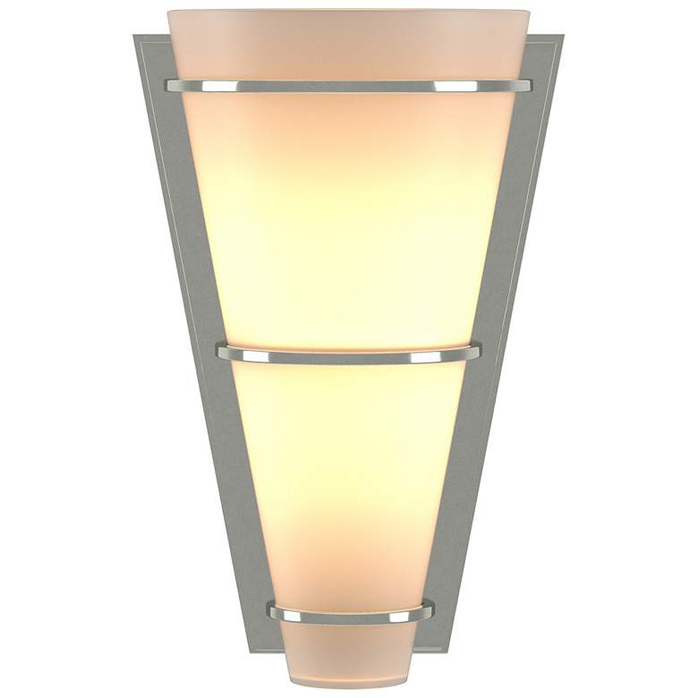 Image 1 Suspended Half Cone 10" High Sterling Sconce With Opal Glass Shade