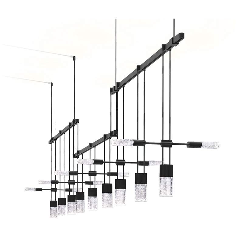 Image 1 Suspenders 102" Wide Satin Black 3-Bar Linear Pendant