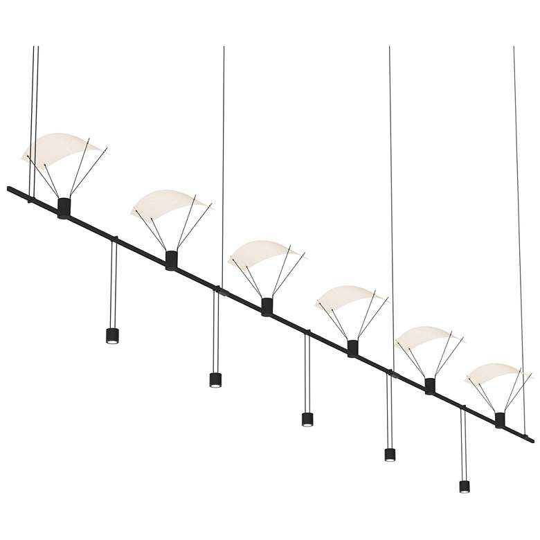 Image 1 Suspenders 110" Wide 3-Bar Satin Black In-Line Linear Pendant