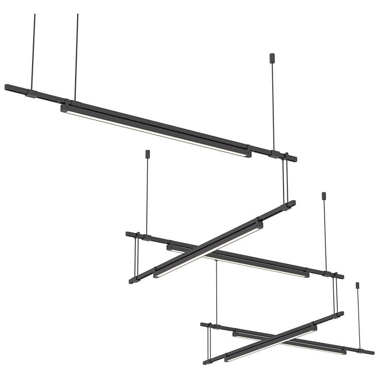 Image 1 Suspenders 118"W 5-Bar Satin Black Zig Zag Linear Suspension w/ Lumina