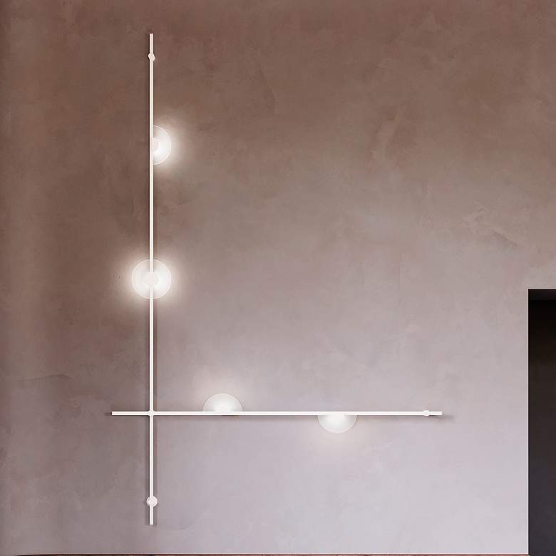 Image 1 Suspenders 2-Bar Satin White Wall Mount w/ Mezzaluna Luminaires