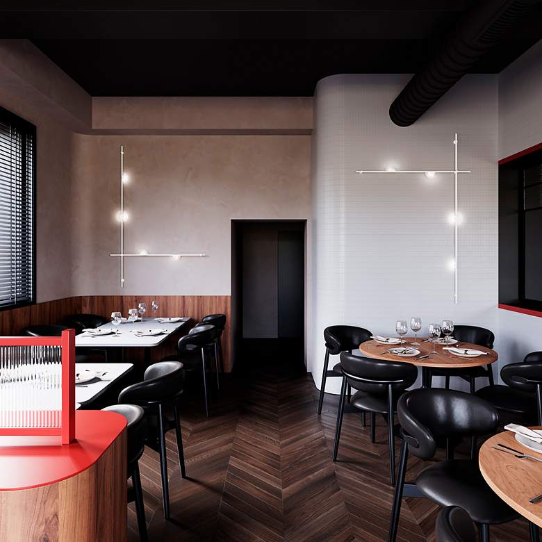 Image 3 Suspenders 2-Bar Satin White Wall Mount w/ Mezzaluna Luminaires more views