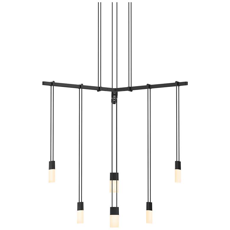 Image 1 Suspenders - 24" 1-Tier Tri-Bar - Satin Black - White Etched Glass