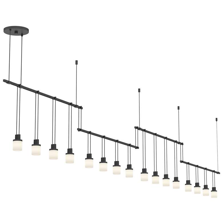 Image 1 Suspenders 36" 4-Bar Satin Black Offset Linear Pendant With Drum Lumin
