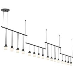 Suspenders 36" 4-Bar Satin Black Offset Linear Pendant With Drum Lumin