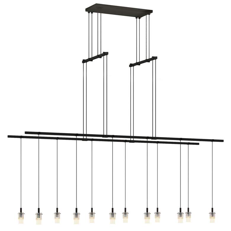 Image 1 Suspenders 48" 2-Tier Satin Black Tandem Pendant With Cylider Luminair