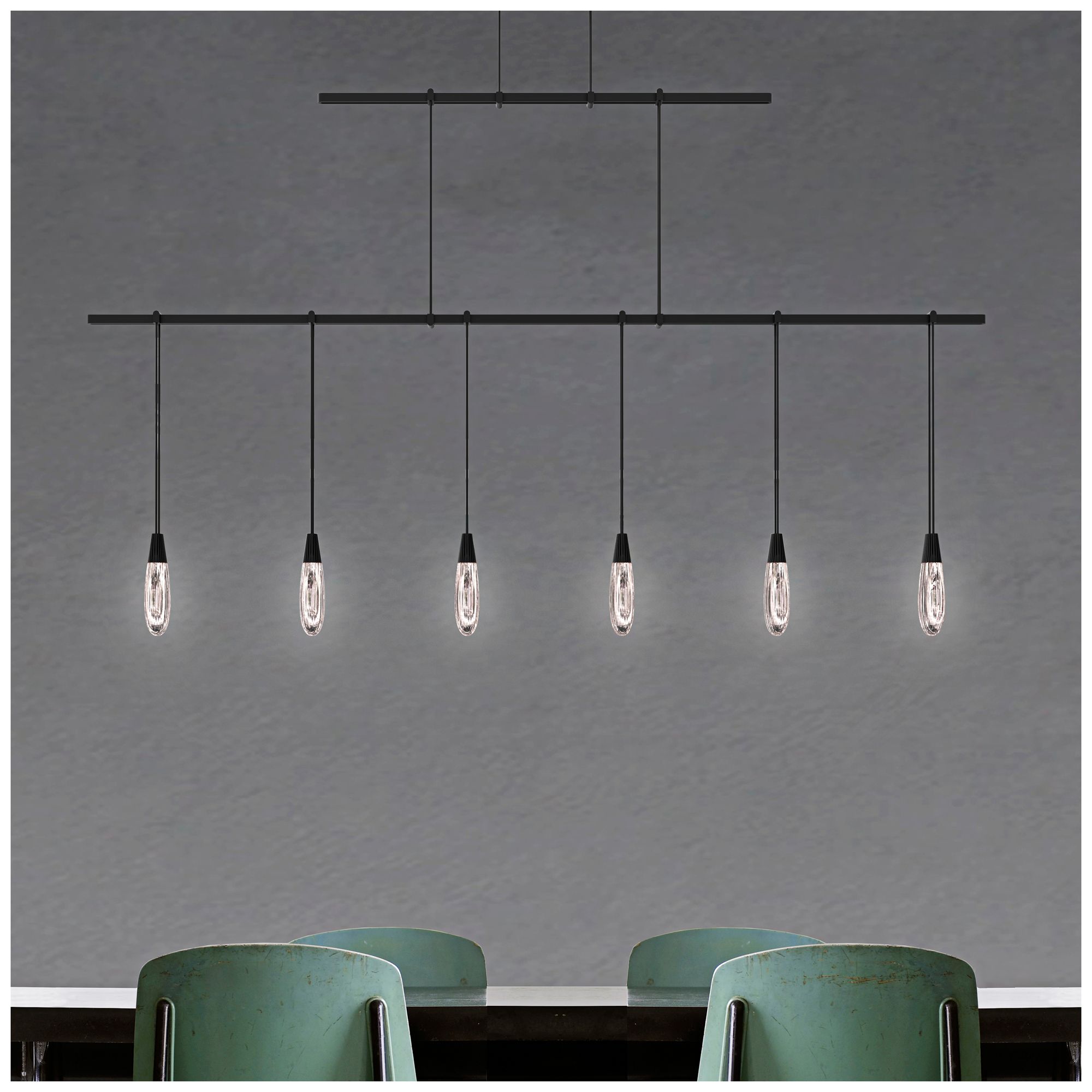 Image 3 Suspenders™ 48" Wide Black LED Kitchen Island Light Pendant more views