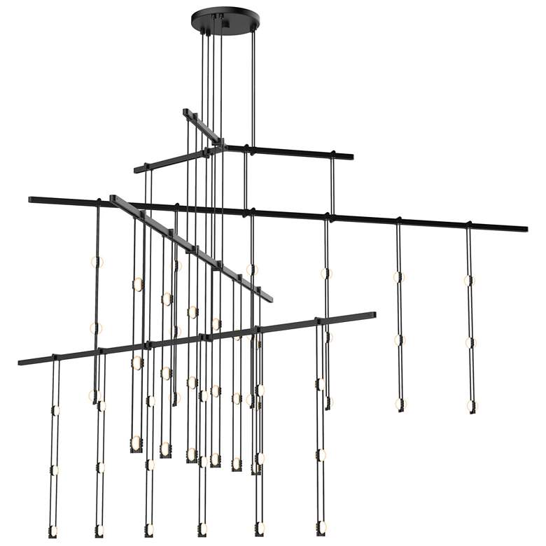 Image 1 Suspenders 61"W 4-Tier Tri-Bar Satin Black Crystal Ladder Light Lumina