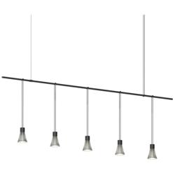 Suspenders 72&quot; Satin Black Linear Pendant With Parasol Shade Cylinders