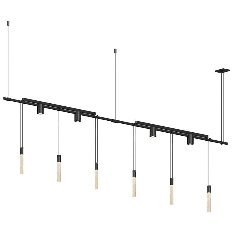 Image 1 Suspenders 73" Wide 2-Bar Satin Black In-Line Linear Pendant