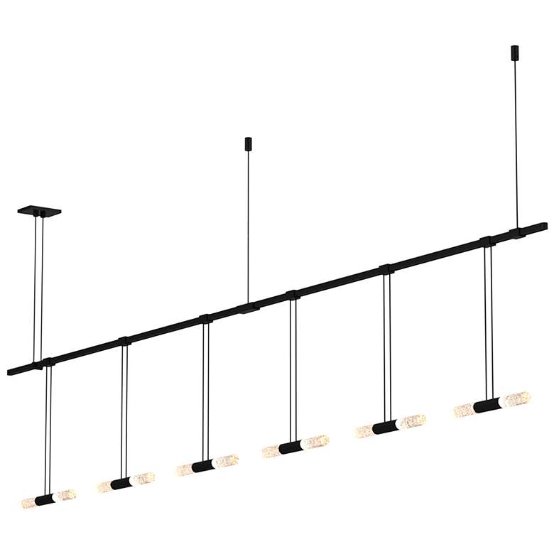 Image 1 Suspenders 73" Wide Satin Black 2-Bar Linear Pendant