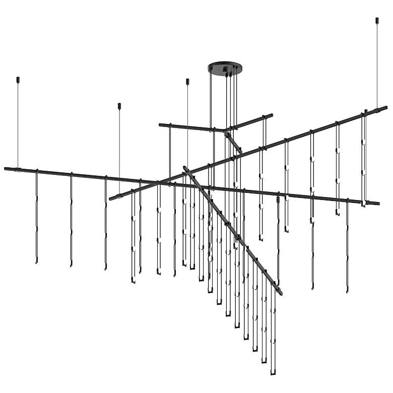 Image 1 Suspenders 82.5"W 4-Tier Tri-Bar Black Crystal Ladder Light Luminaires
