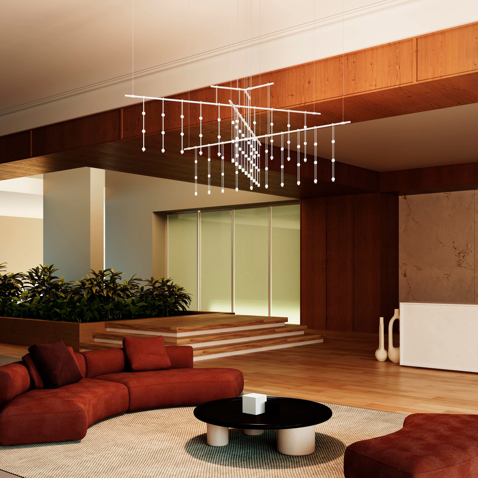 Image 3 Suspenders 82.5"W 4-Tier Tri-Bar Satin White Crystal Ladder Luminaires more views