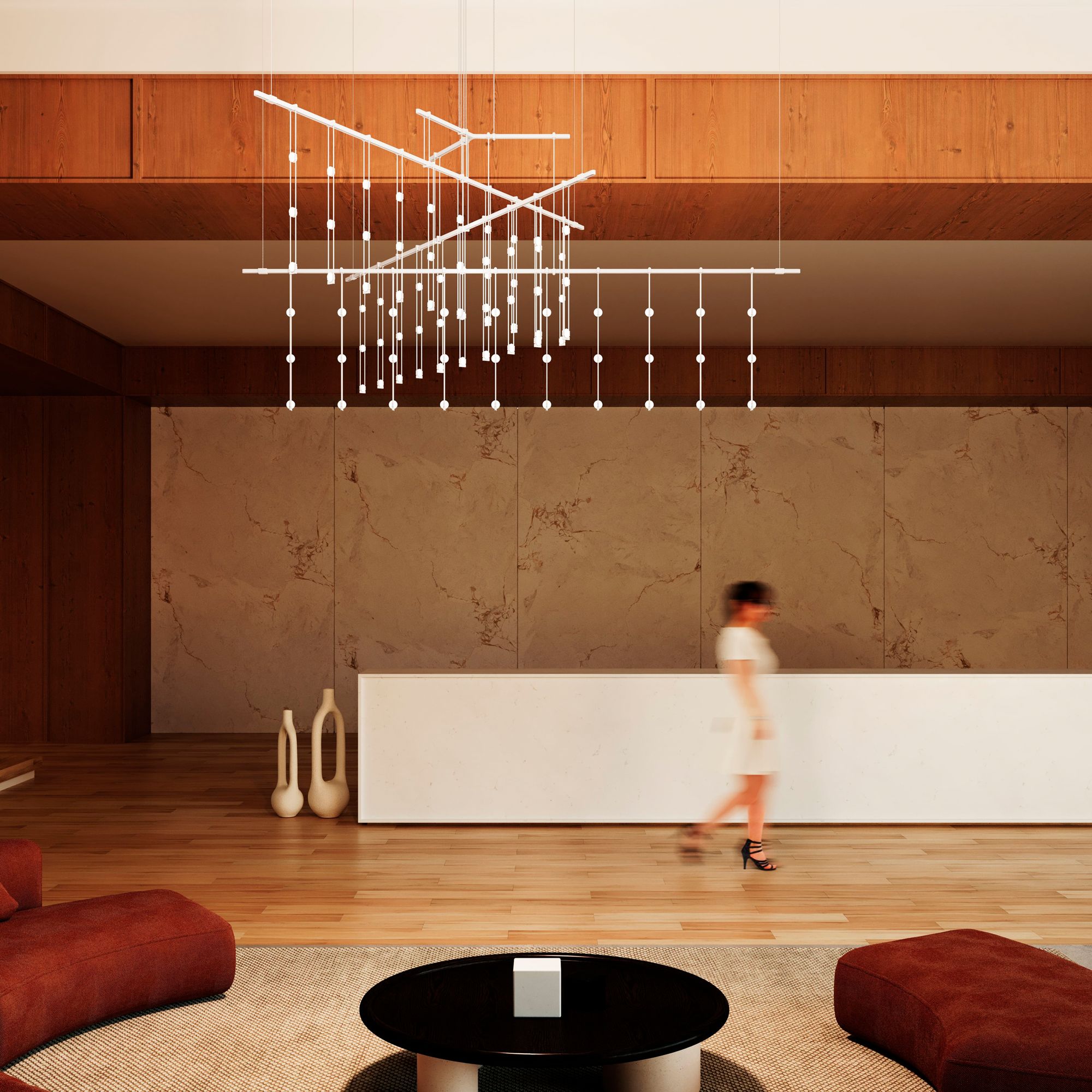 Image 4 Suspenders 82.5"W 4-Tier Tri-Bar Satin White Crystal Ladder Luminaires more views