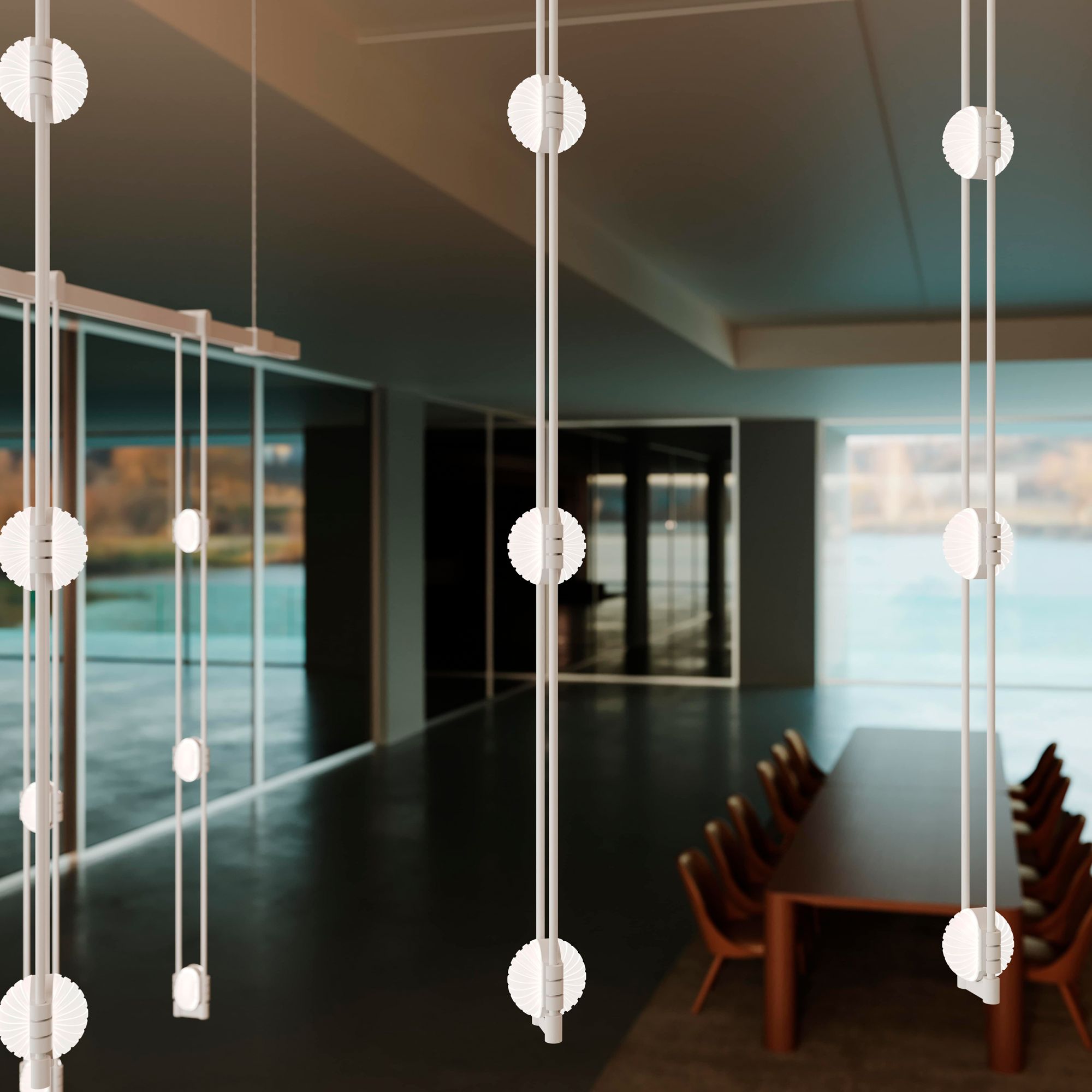 Image 5 Suspenders 82.5"W 4-Tier Tri-Bar Satin White Crystal Ladder Luminaires more views