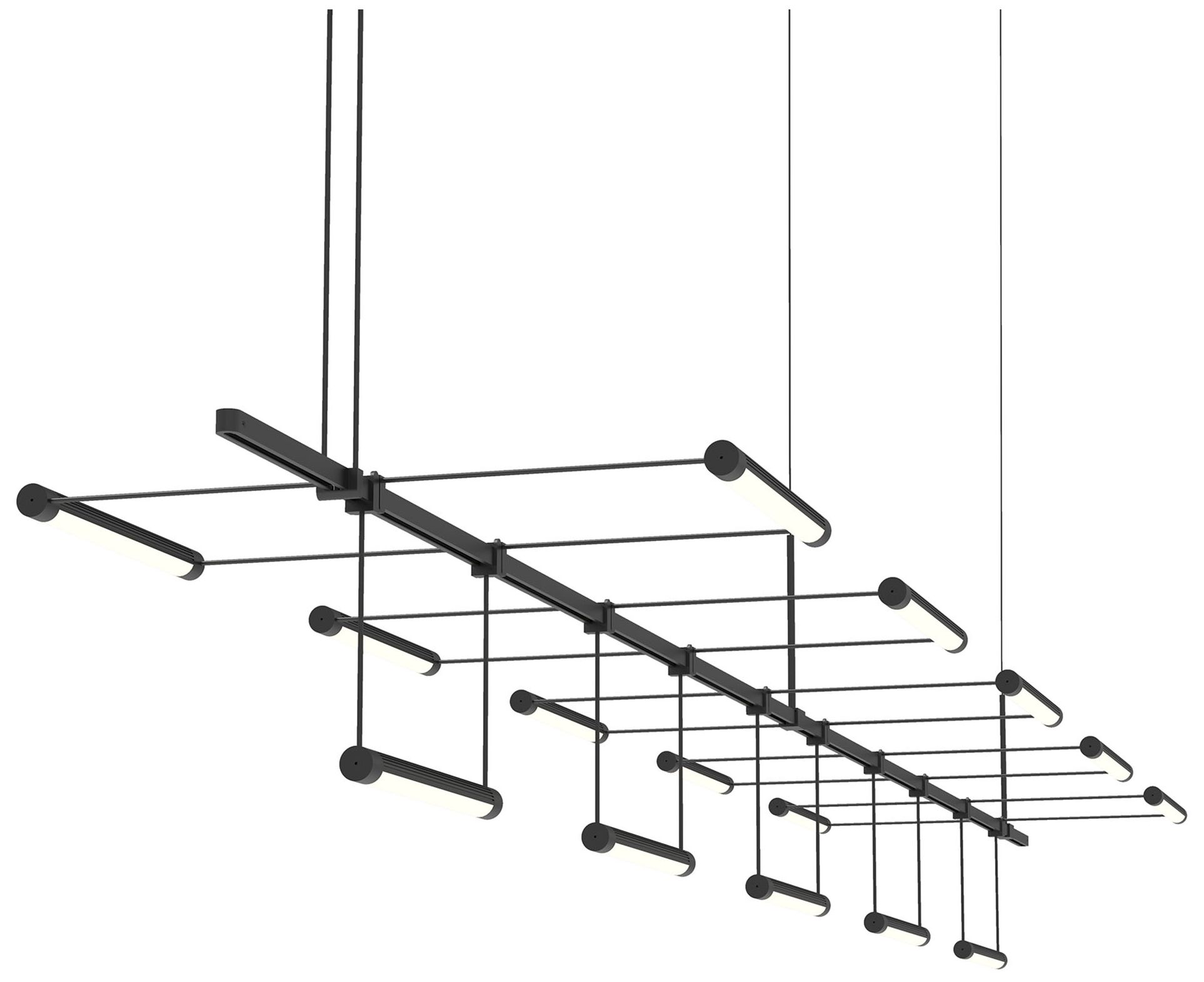 Suspenders 96" Satin Black Linear Pendant With Rotational Luminaires