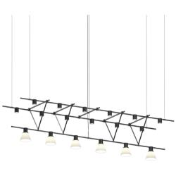 Suspenders 96&quot; Satin Black Triangle Truss Pendant With Cylinders