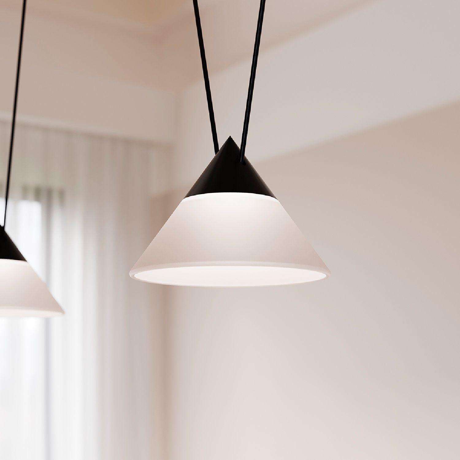 Image 4 Suspenders 97" Wide Satin Black 1.Tier Linear Suspension more views