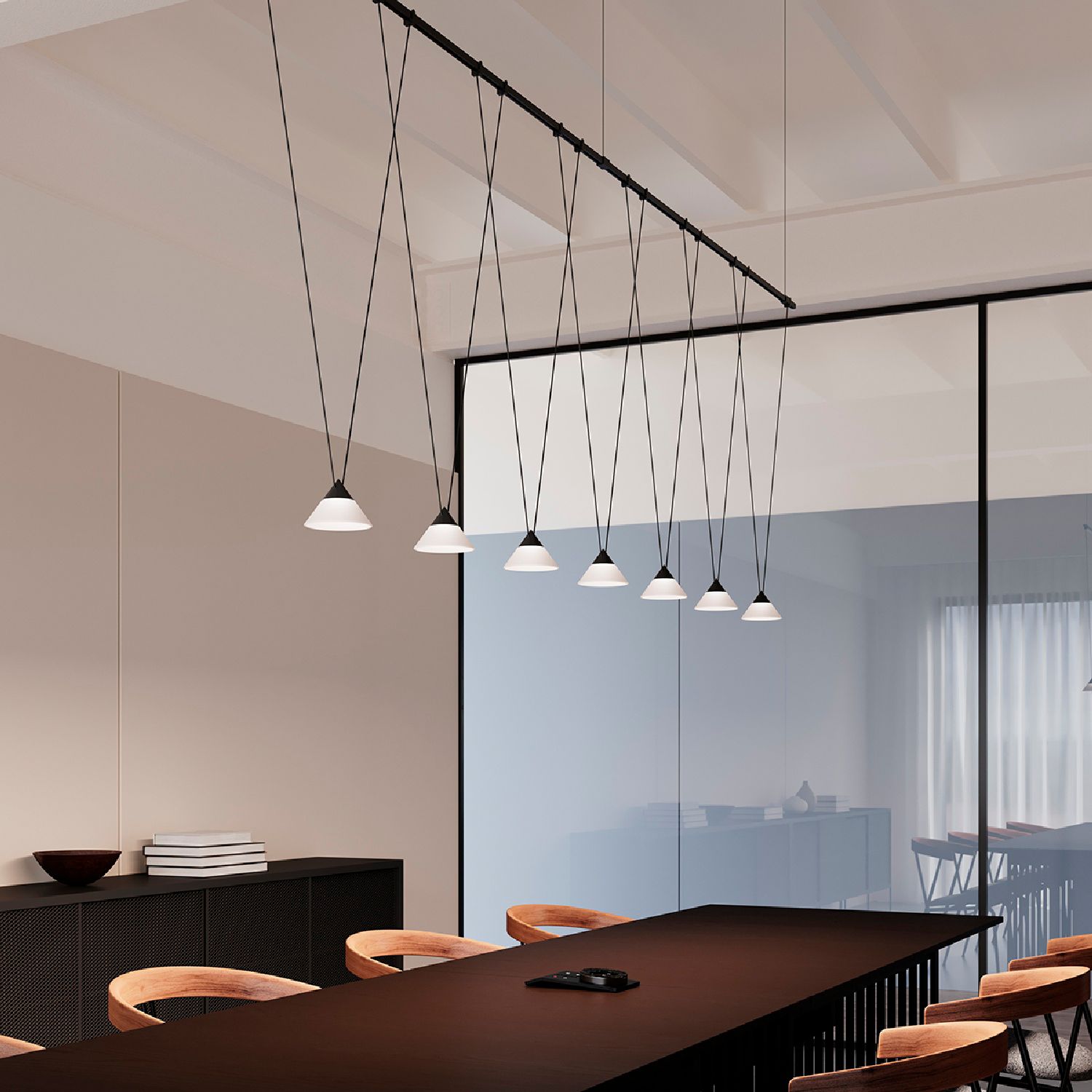 Image 5 Suspenders 97" Wide Satin Black 1.Tier Linear Suspension more views