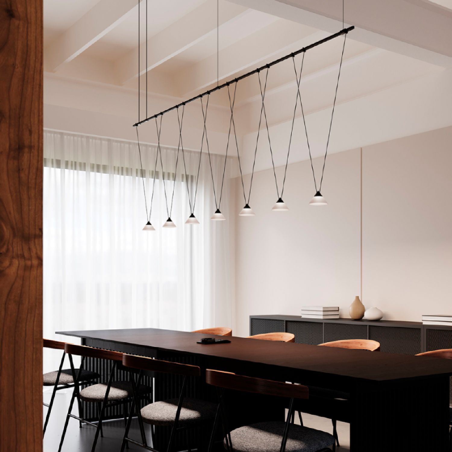 Image 7 Suspenders 97" Wide Satin Black 1.Tier Linear Suspension more views