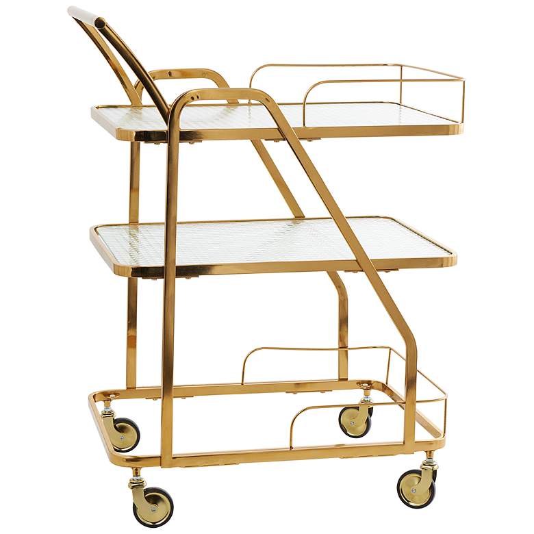 Image 5 Sussex 26 1/2 inch Wide Gold Metal Glass 3-Tier Bar Cart more views