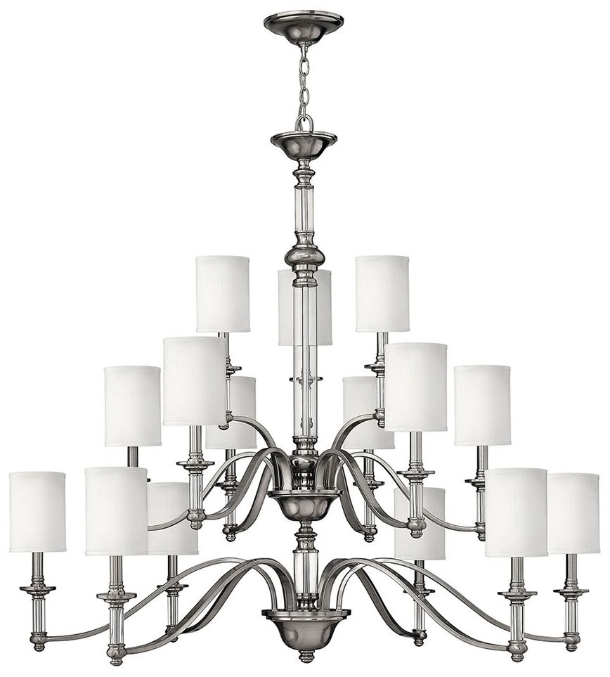 Image Sussex 47" Wide Brushed Nickel 15-Light 3-Tier Chandelier