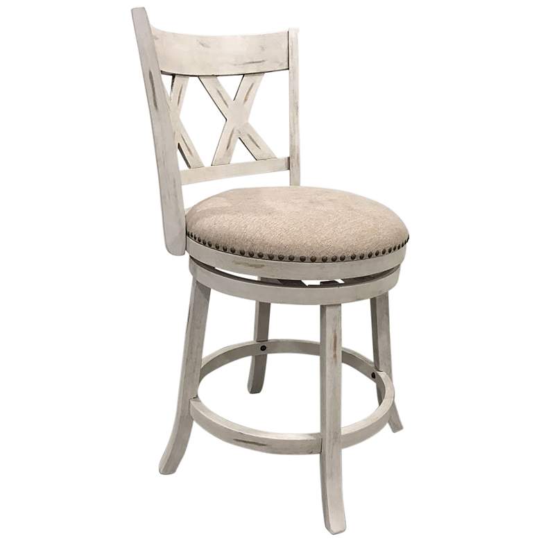 Image 1 Sussex Beige Upholstered Sand Deluxe Swivel Barstool Set of 2