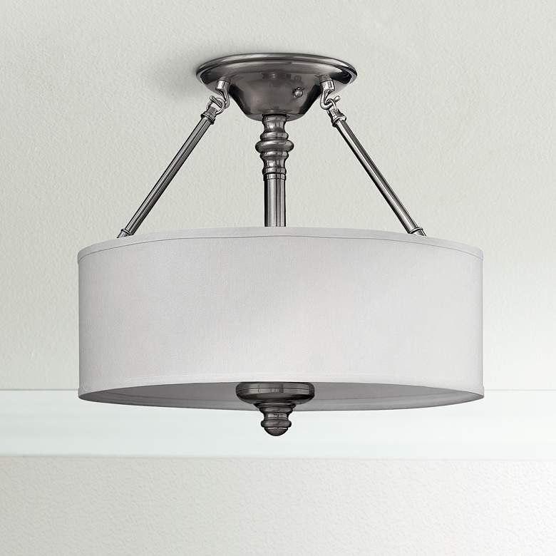 Image 1 Sussex Collection Brushed Steel 16 inch Wide Ceiling Light
