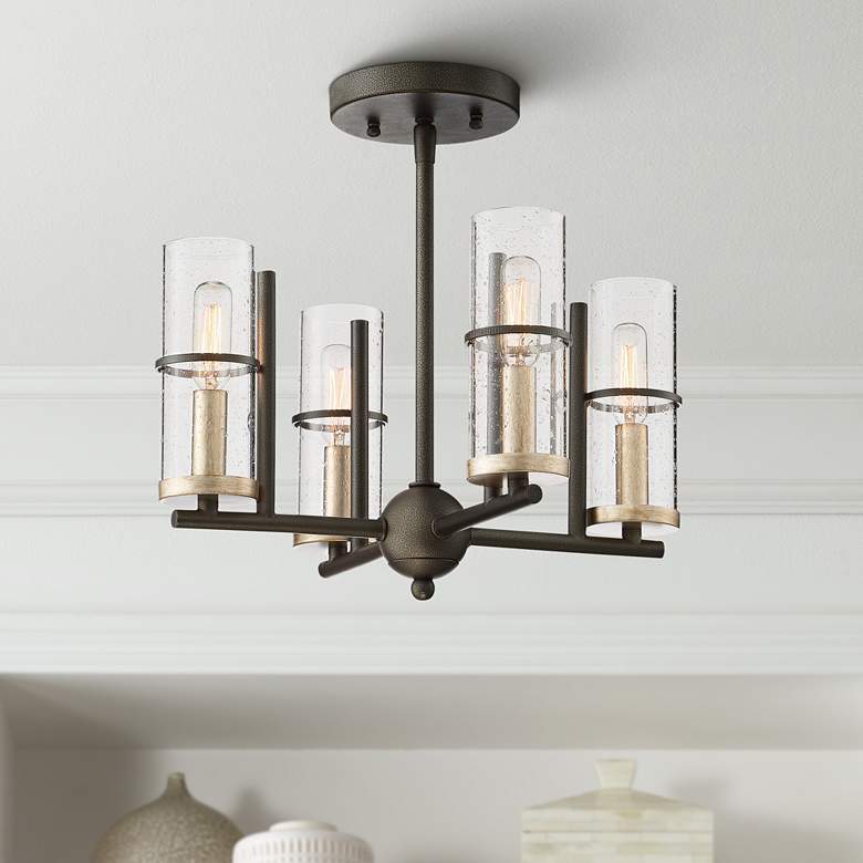 Image 1 Sussex Court 14 1/2" Wide Smoked Iron 4-Light Ceiling Light
