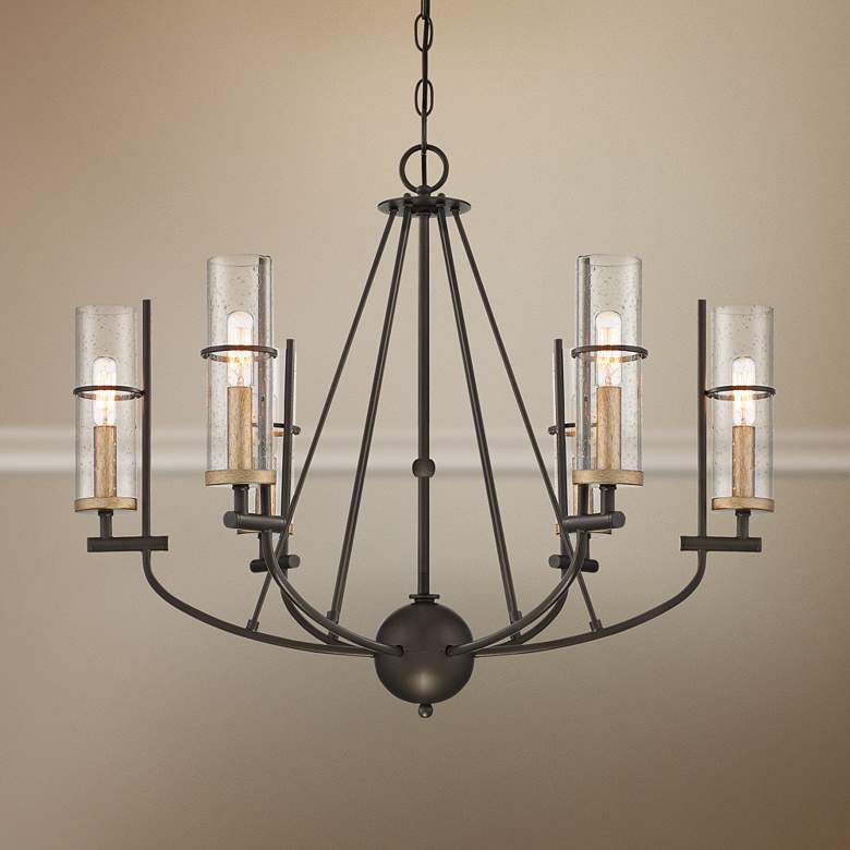 Image 1 Sussex Court 27 3/4"W Smoked Iron w/ Gold 6-Light Chandelier