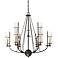 Sussex Court 31"W Smoked Iron and Gold 9-Light Chandelier