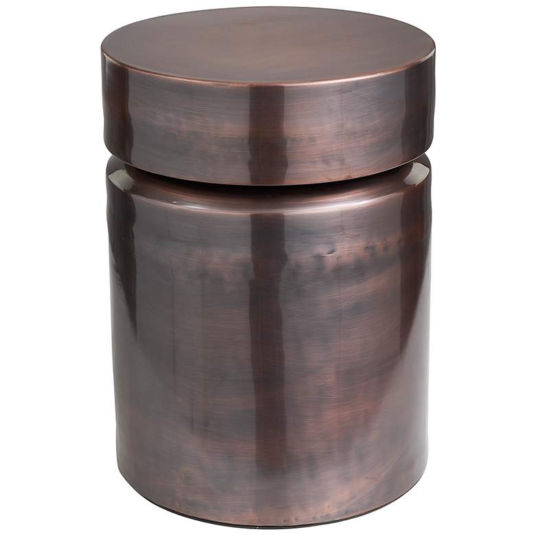 Image 5 Sutcliffe 13 1/2" Wide Dark Copper Iron Drum Accent Table more views
