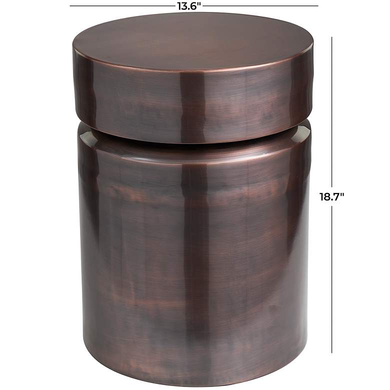 Image 6 Sutcliffe 13 1/2" Wide Dark Copper Iron Drum Accent Table more views