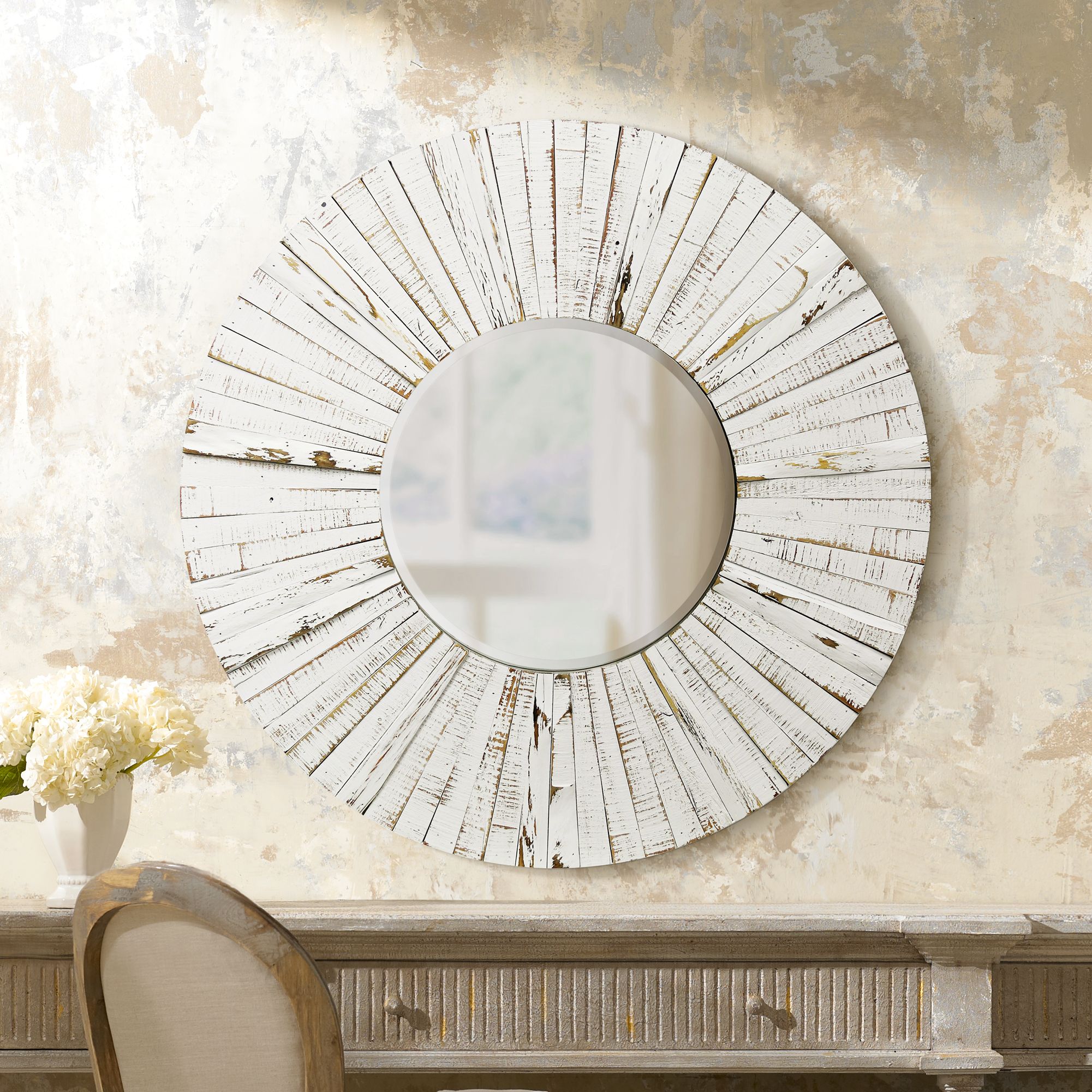 Distressed white mirror online
